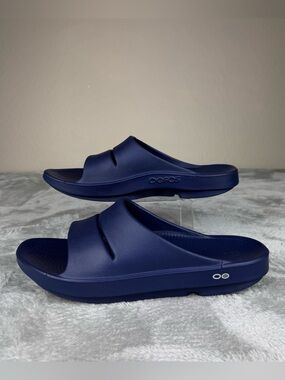 Oofos OOAHH Slide Sandals Water Drop Blue Unisex Mn 13 Wm 15 Sport Recovery